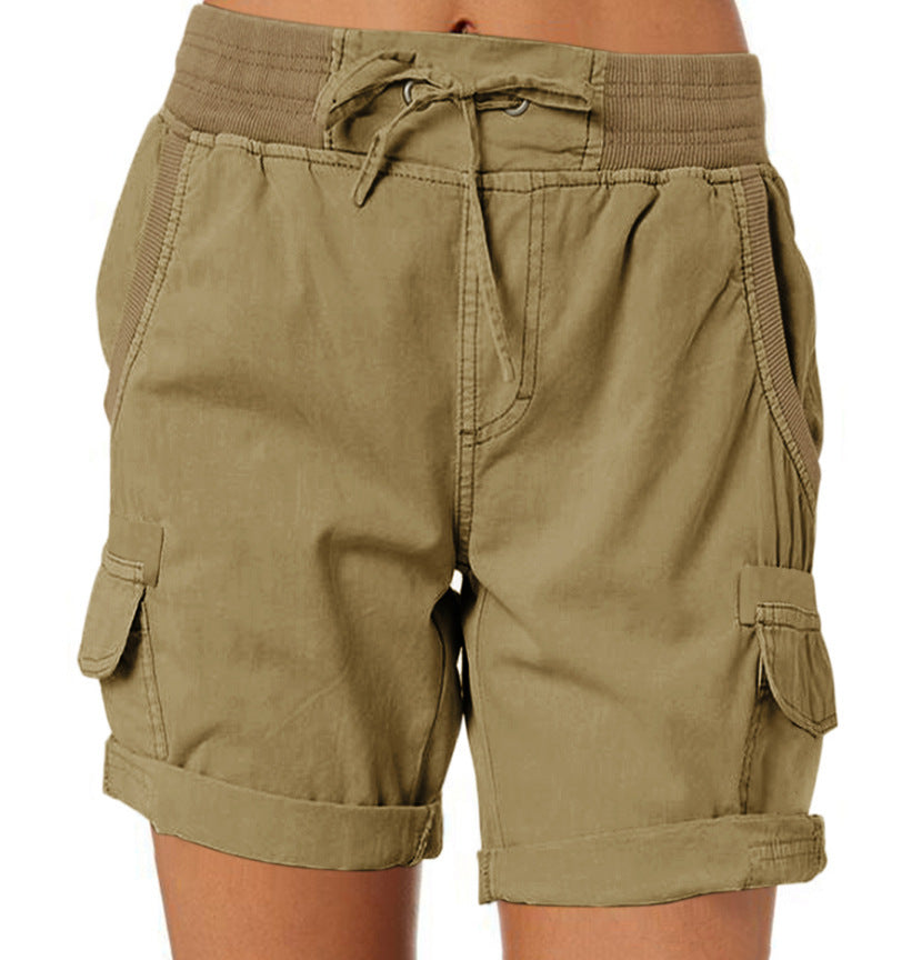 Women's Cargo Shorts with Comfortable Waistband and Pockets