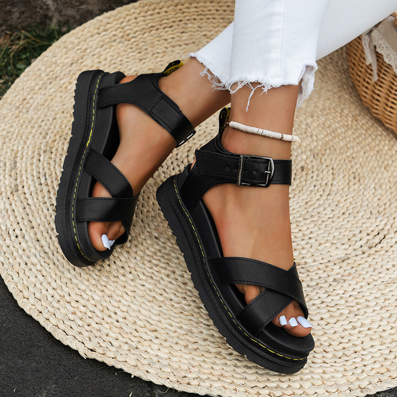 Women's Platform Sandals with Adjustable Ankle Strap