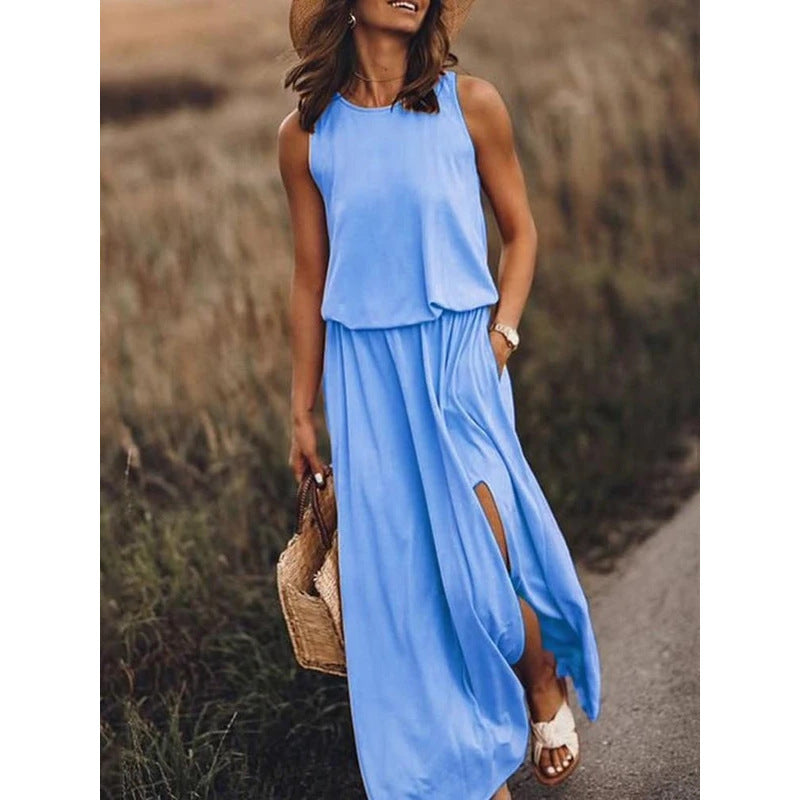 Women's summer dress with slit – maxi dress for beach, party or wedding – elegant boho women's dress in plus sizes