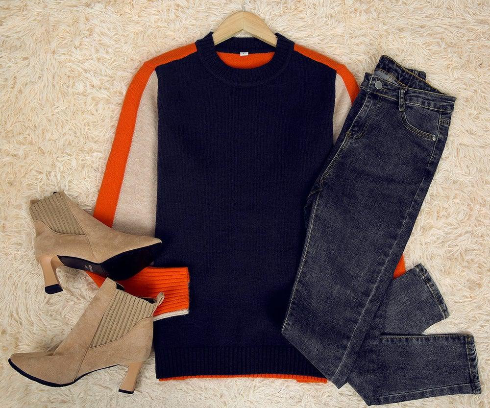 Women's Sweater Colorblock Style – Modern Fitted Sweater for Urban Looks