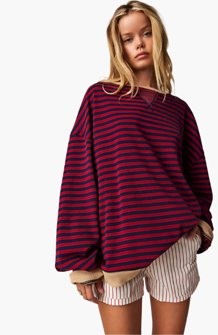 Women's Oversized Striped Sweater – Casual Comfort for Autumn and Spring