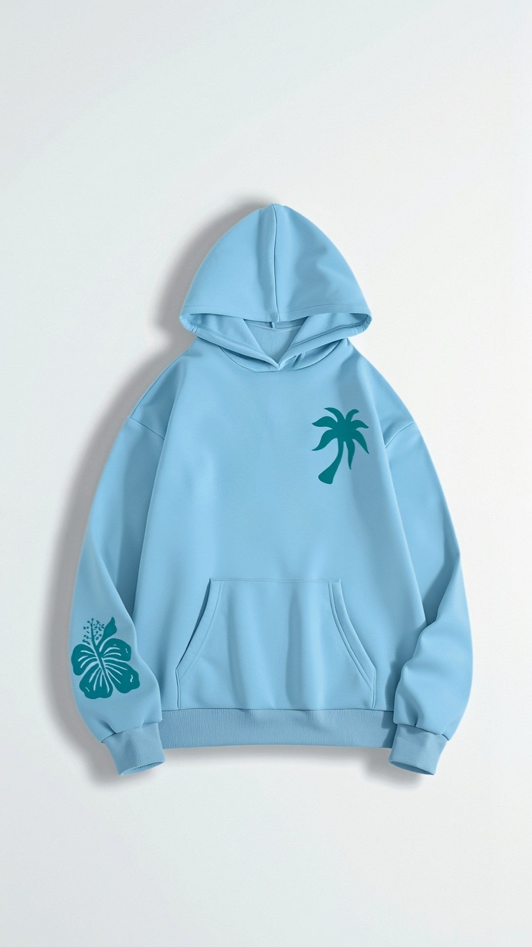 Women's Oversized Hoodie with Tropical Embroidery – Casual and Comfortable Streetwear