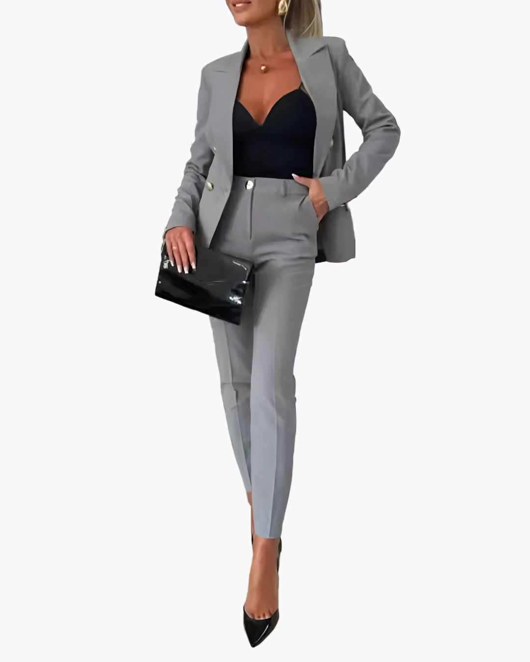 Women's Double-Breasted Blazer Suit with Tailored Fit – Business & Elegant