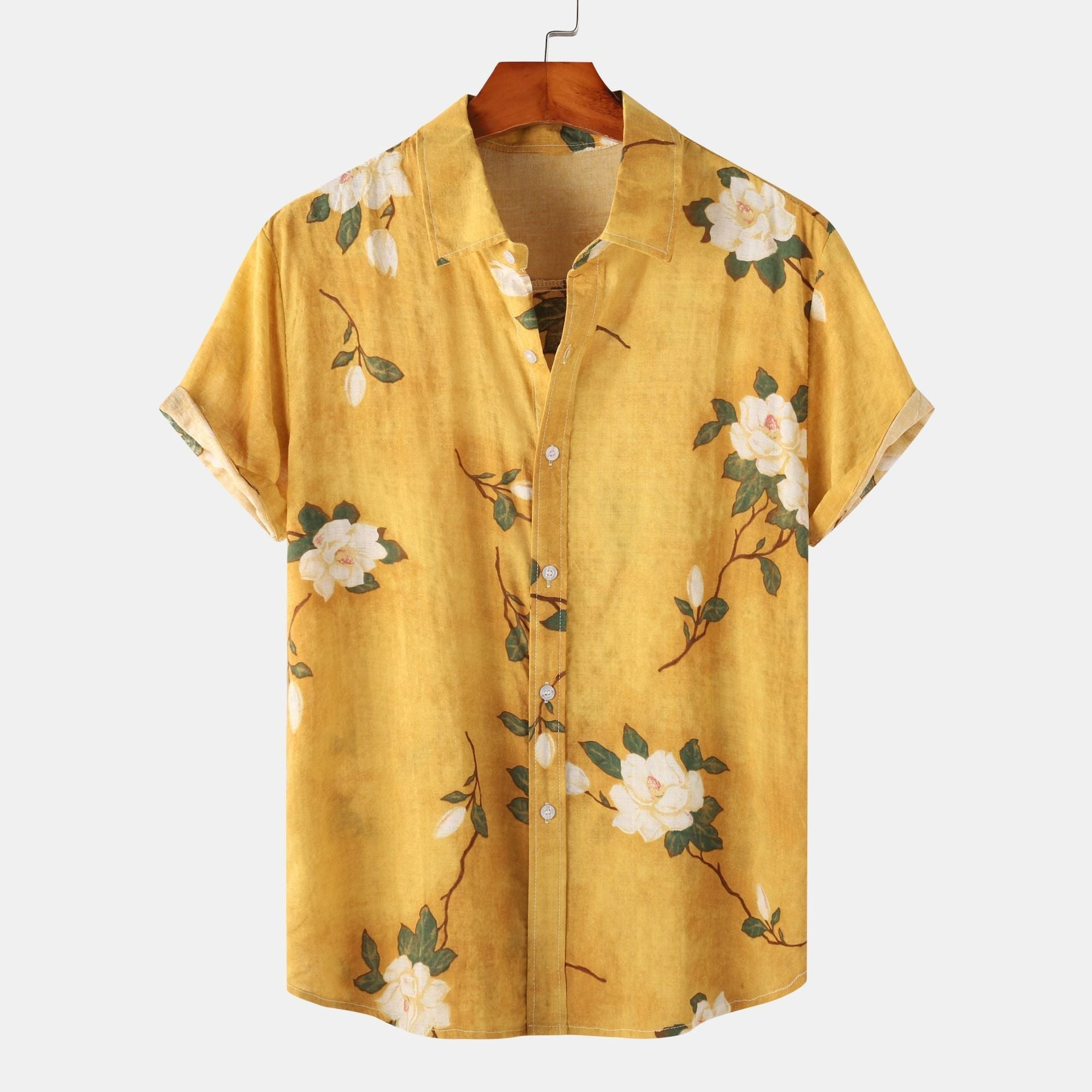Men's Short Sleeve Shirt with Floral Print – Casual Style for Summer and Vacation