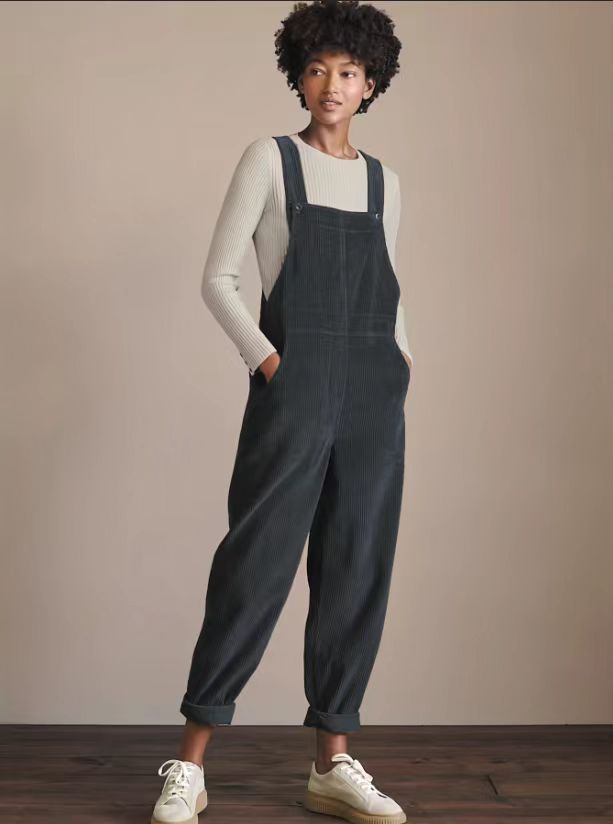Marie – Corduroy Overalls with Buttons and Pockets