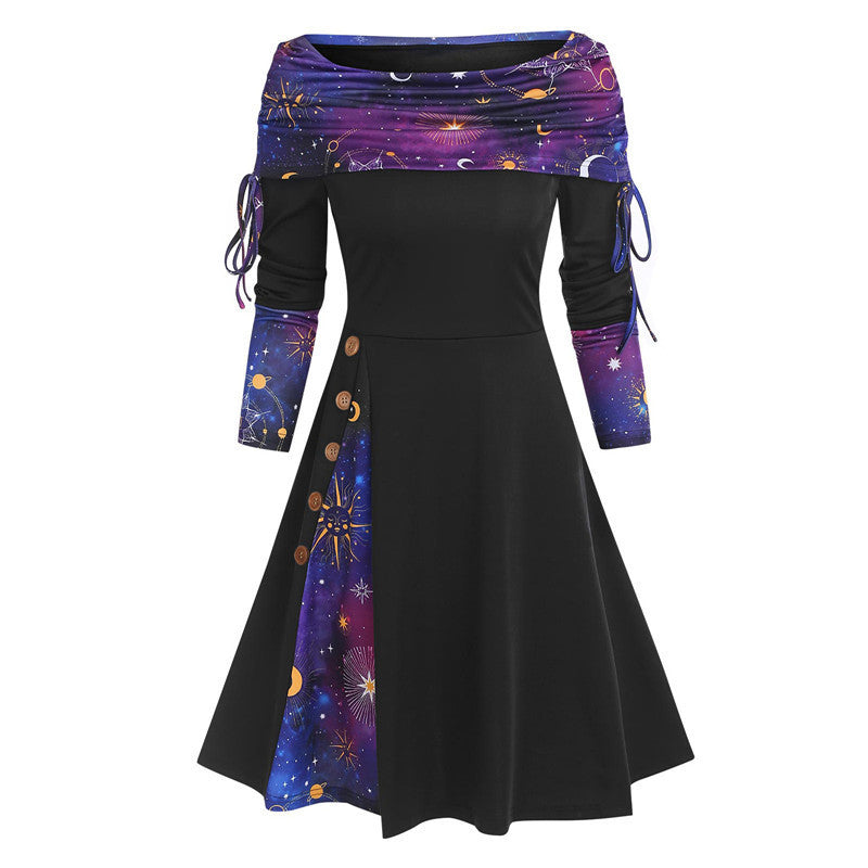 Michelle – Elegant Swing Dress with One Shoulder