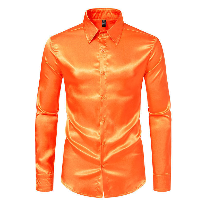 Gabriel – Shiny Satin Shirt in Solid Color