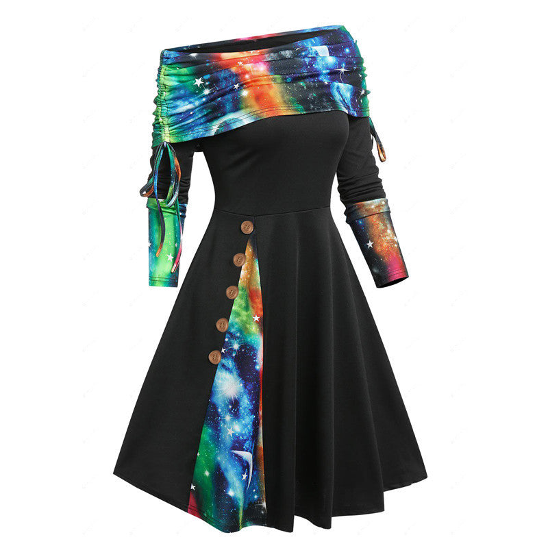 Michelle – Elegant Swing Dress with One Shoulder