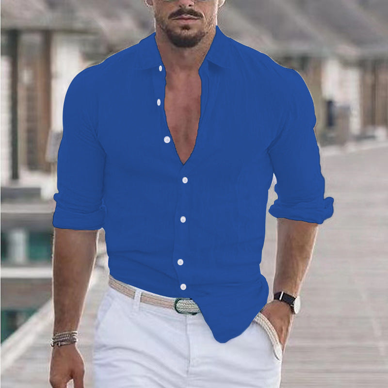 Men's Casual Shirt with Long Sleeves – Perfect for Summer and Vacation