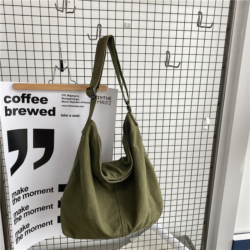 Casual Ladies Oversized Canvas Shoulder Bag with Adjustable Strap