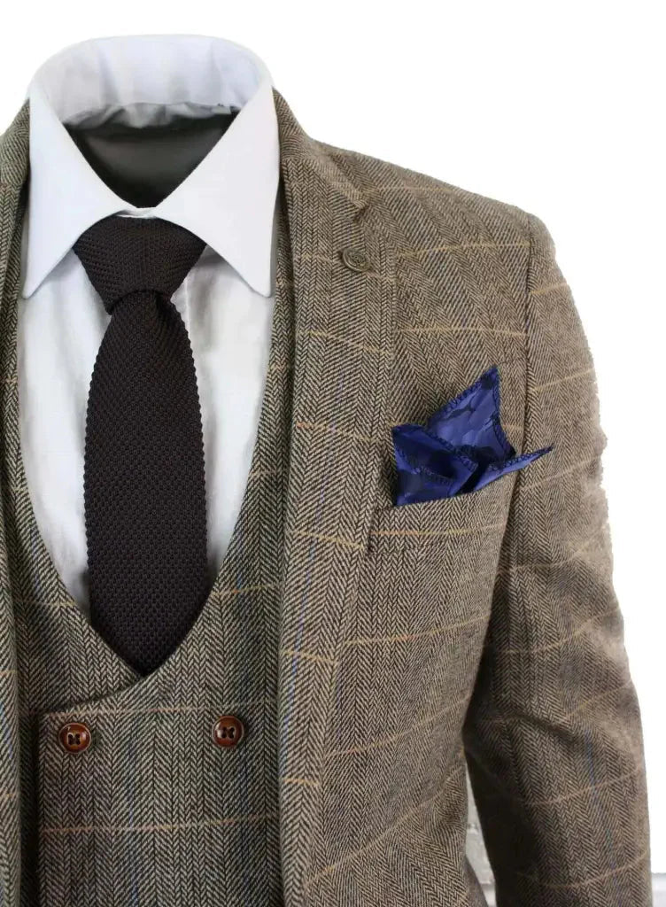 Heren Driedelig Double Breasted Klassiek Kostuum – Engelse Stijl – Voor Bruiloft, Zakelijk & Feest
