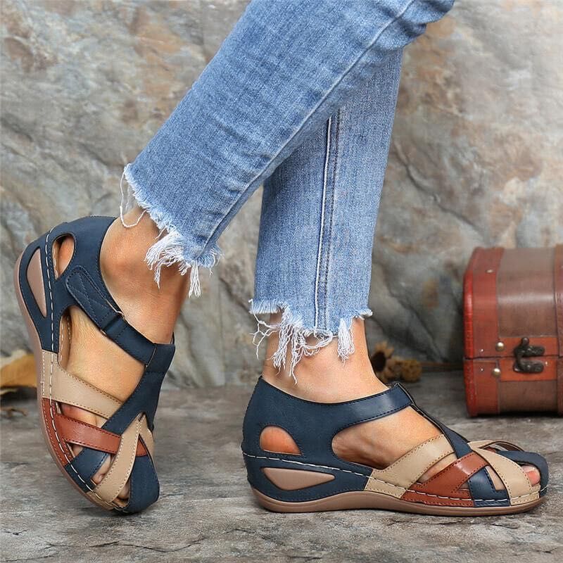 Emma – Waterproof Sandals with Mixed Color Design Wedges