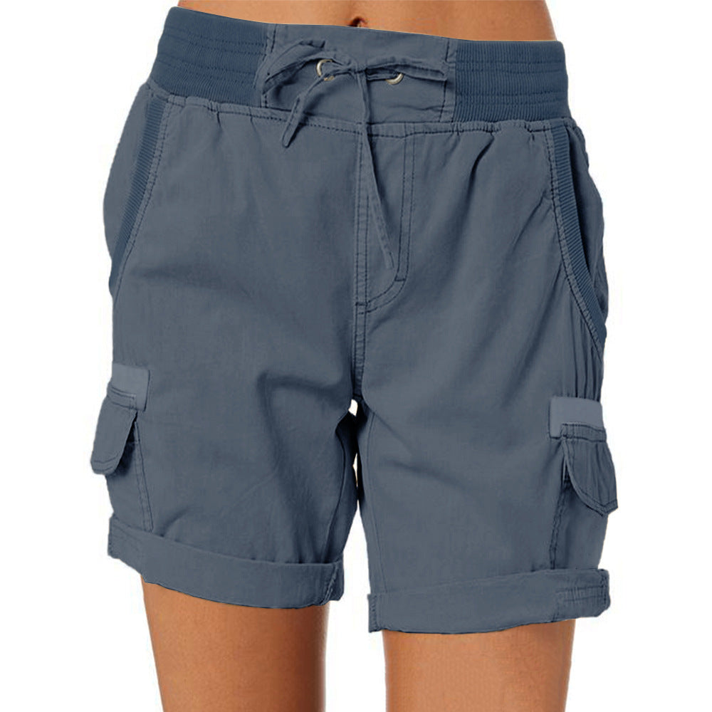 Women's Cargo Shorts with Comfortable Waistband and Pockets