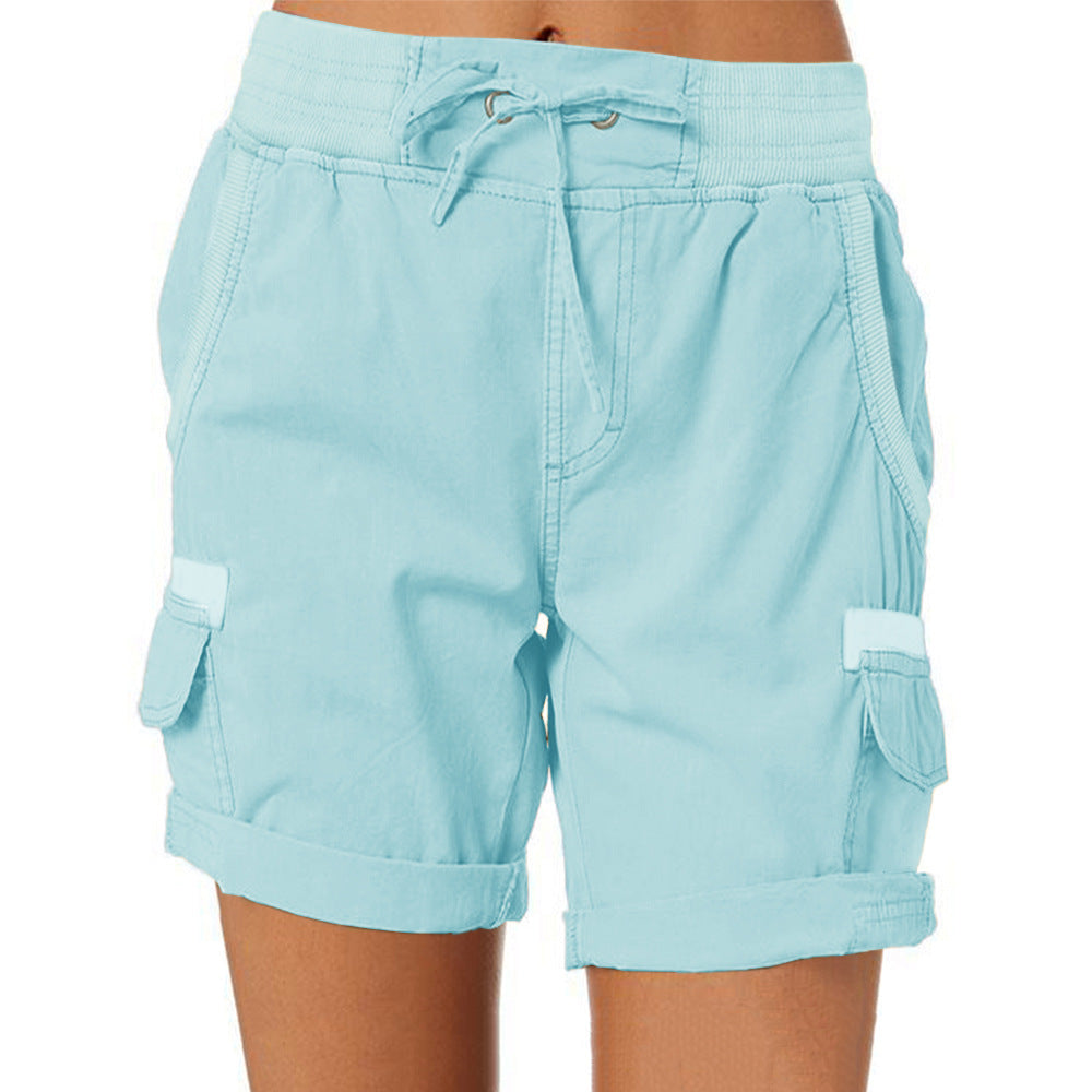 Women's Cargo Shorts with Comfortable Waistband and Pockets
