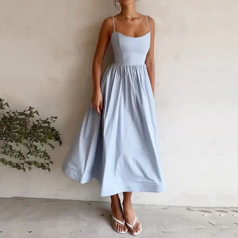 Women's Summer A-Line Dress with Spaghetti Straps