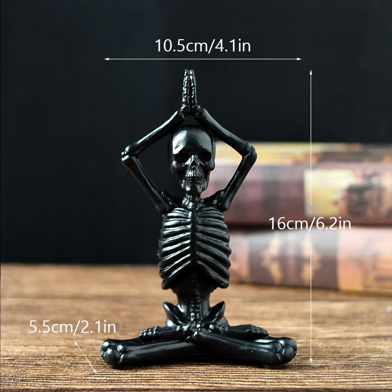 Halloween Decoration Figurines Skeleton Yoga Set – Funny Skull Figurines for Halloween Party, Trick-or-Treat & Spooky Atmosphere