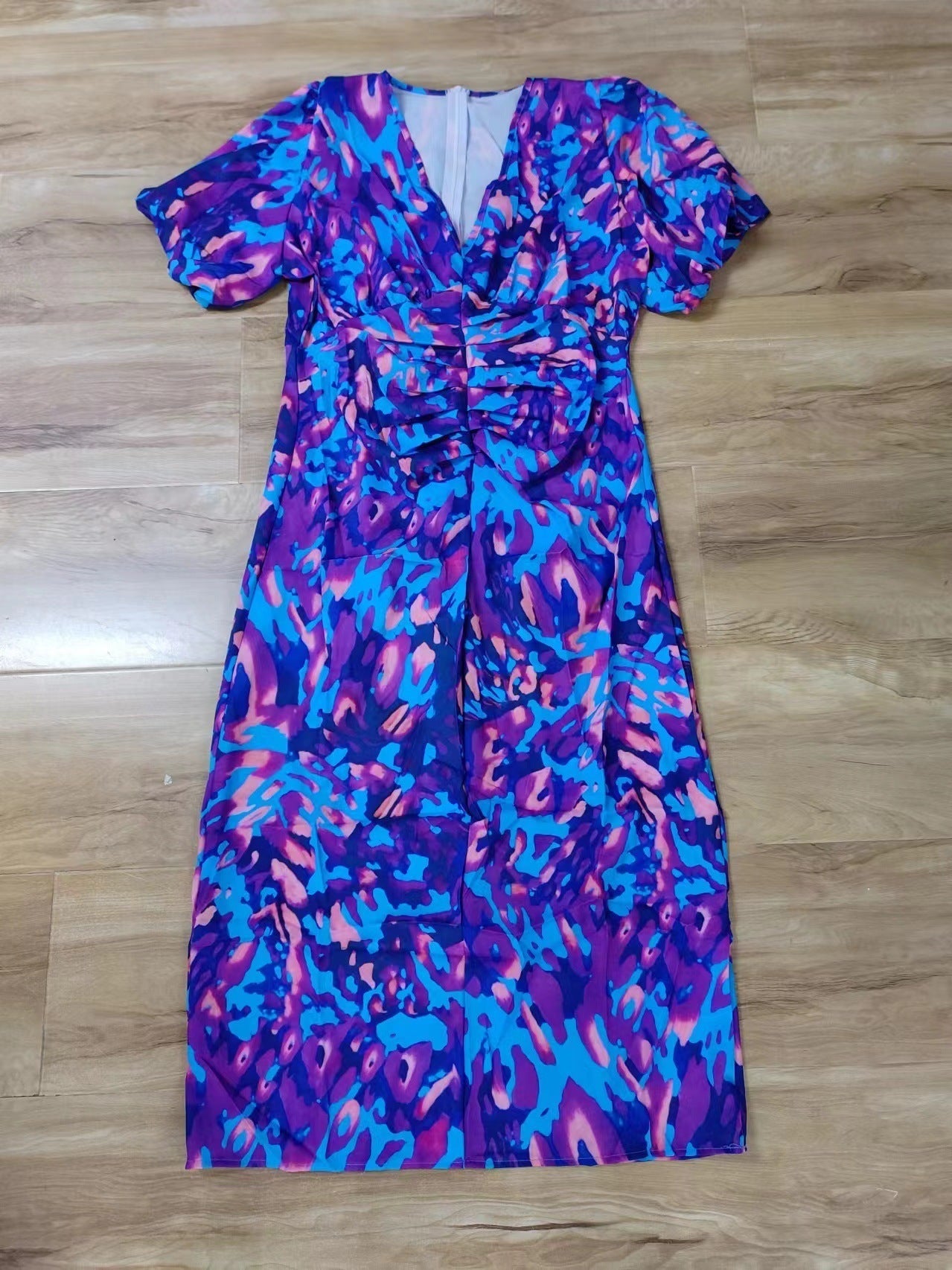 Women's Dress with Puff Sleeves and Elegant Print – Ideal for Parties and Summer Occasions