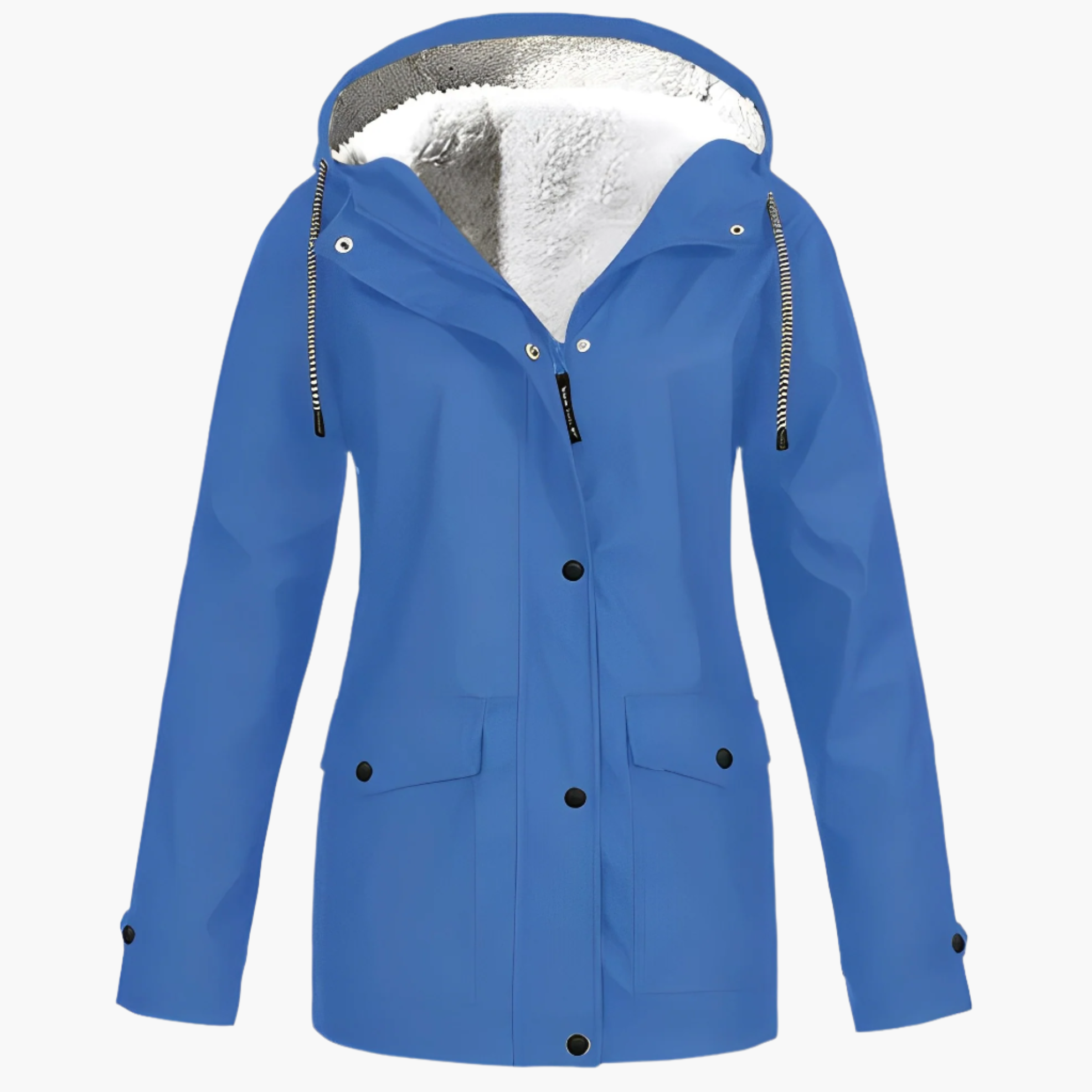 Women's Waterproof Winter Jacket with Fleece Lining – Fashionable Raincoat for Cold Days