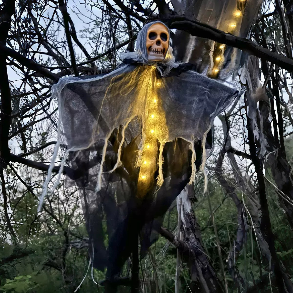 Halloween Hanging Ghost Decoration with LED Lighting - Spooky Garden and Party Decoration