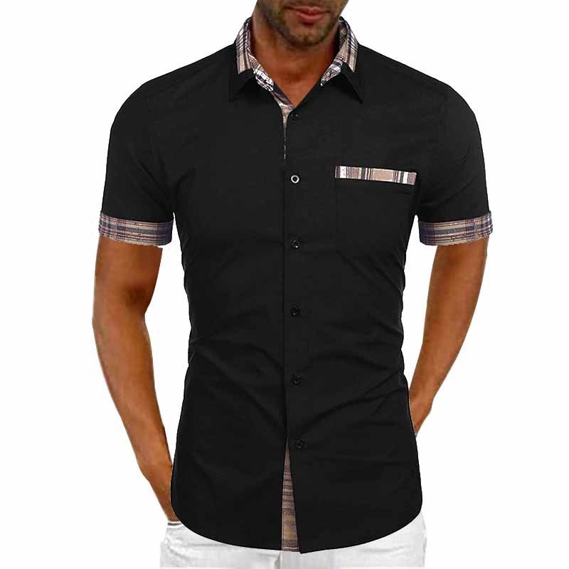 Men's Casual Shirt with Short Sleeve and Contrasting Details – Fashionable and Comfortable for Summer and Leisure Time