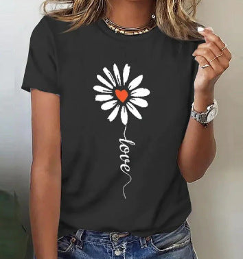 Margaret – Floral Print Round Neck T-shirt