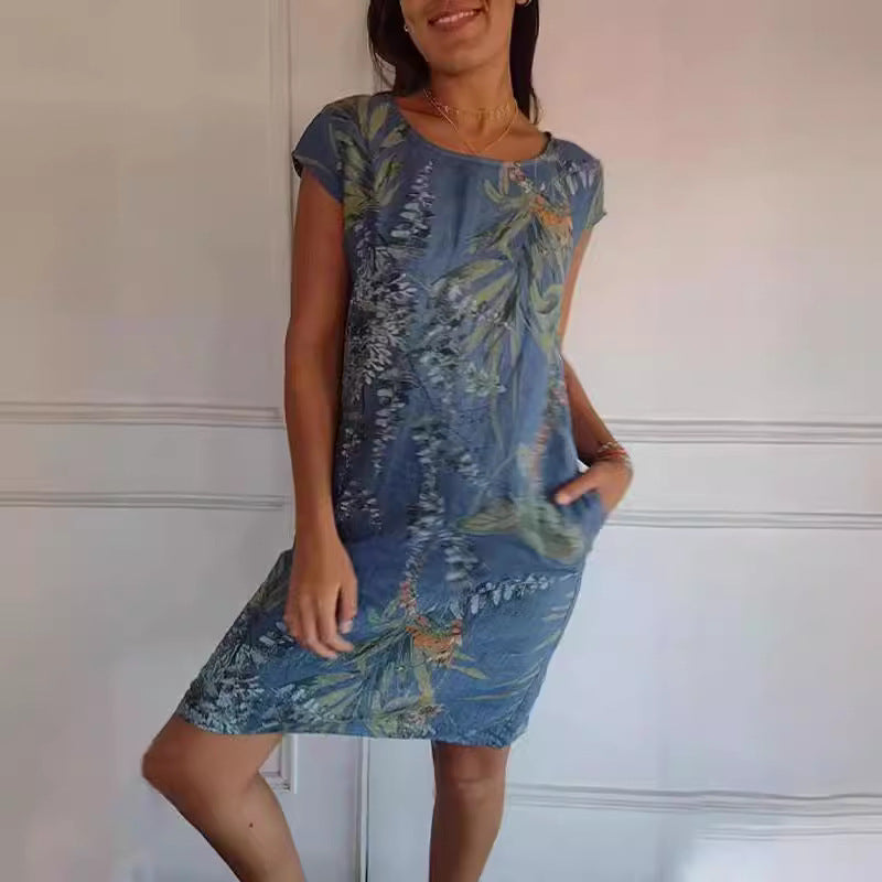 Fiona – Dress with Flower and Leaf Print for Women