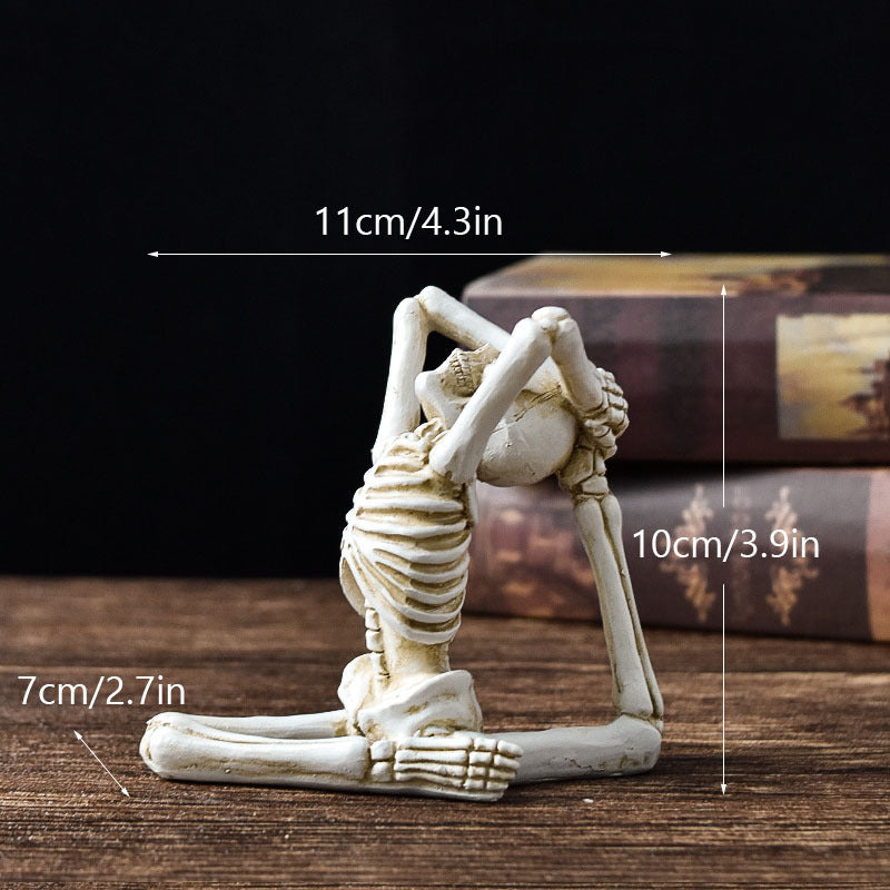 Halloween Decoration Figurines Skeleton Yoga Set – Funny Skull Figurines for Halloween Party, Trick-or-Treat & Spooky Atmosphere