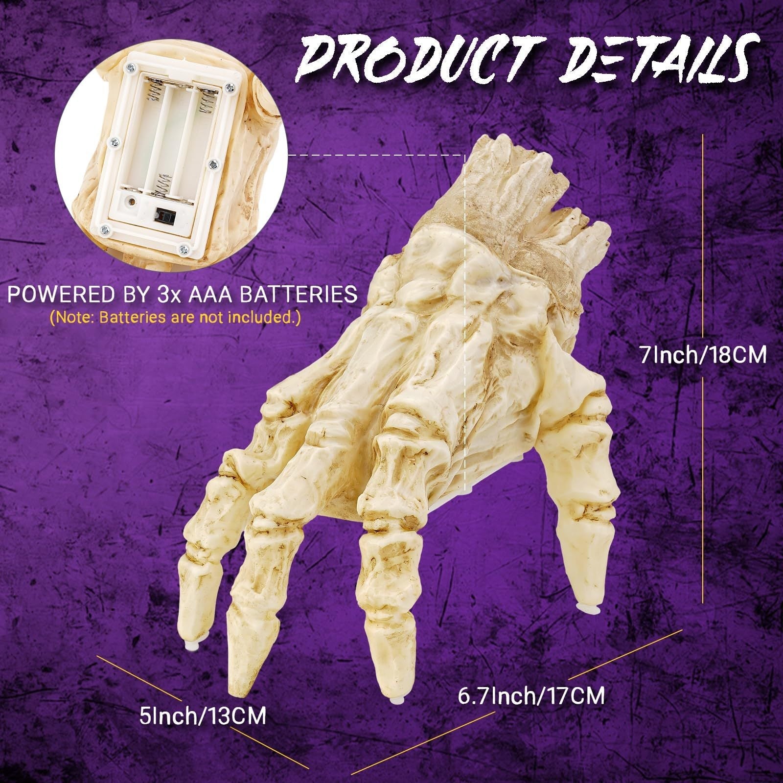 Halloween Decoration Electric Ghost Hand With Light and Sound For Creepy Atmosphere