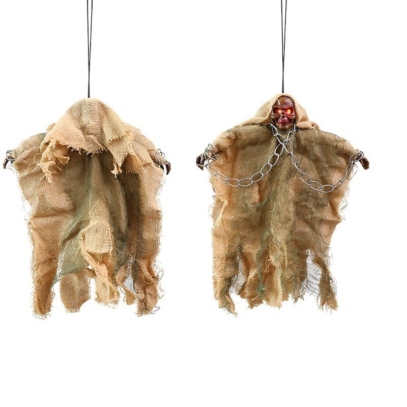 Halloween Ghost Hanger with Glowing Eyes and Chains – Spooky Decoration for Party and Trick-or-Treat