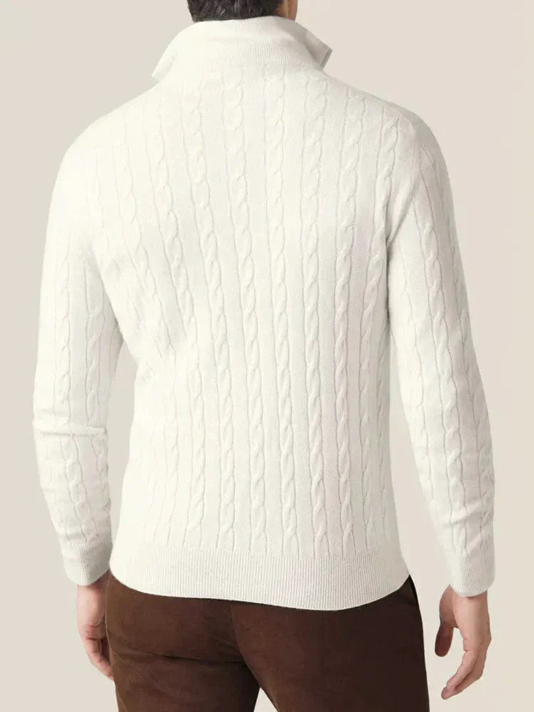 Men's Cable Knit Sweater with Zipper – Classic Style and Modern Comfort