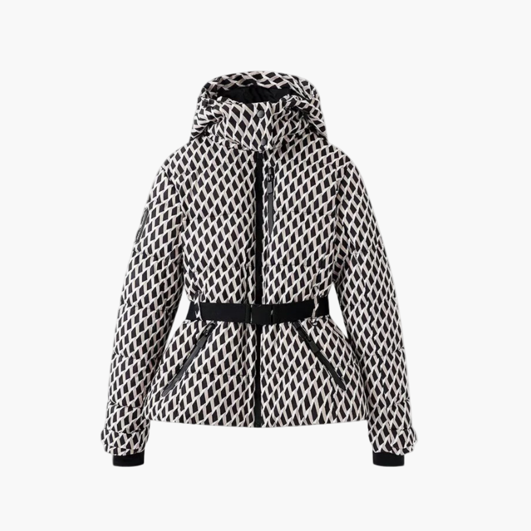 Women's Quilted Winter Coat with Belt and Hood – Stylish Water-Repellent Puffer Jacket for Cold Days