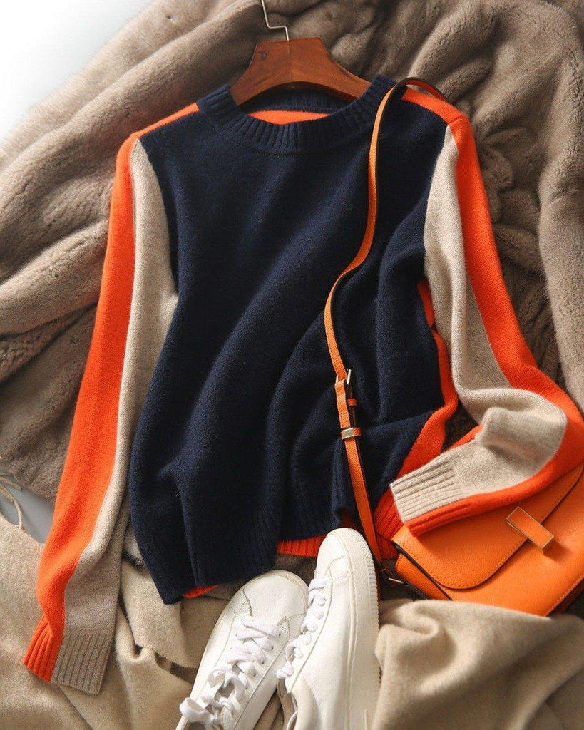Women's Sweater Colorblock Style – Modern Fitted Sweater for Urban Looks