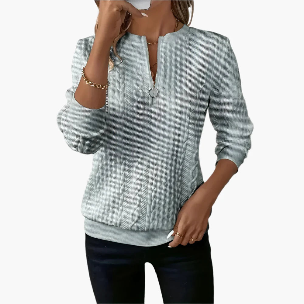 Women's Knitted Sweater with Zipper – Stylish Casual Pullover for Autumn and Winter