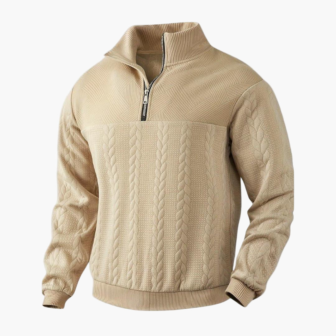 Men's Half-Zip Knitted Sweater – Stylish Casual Pullover for Cold Days