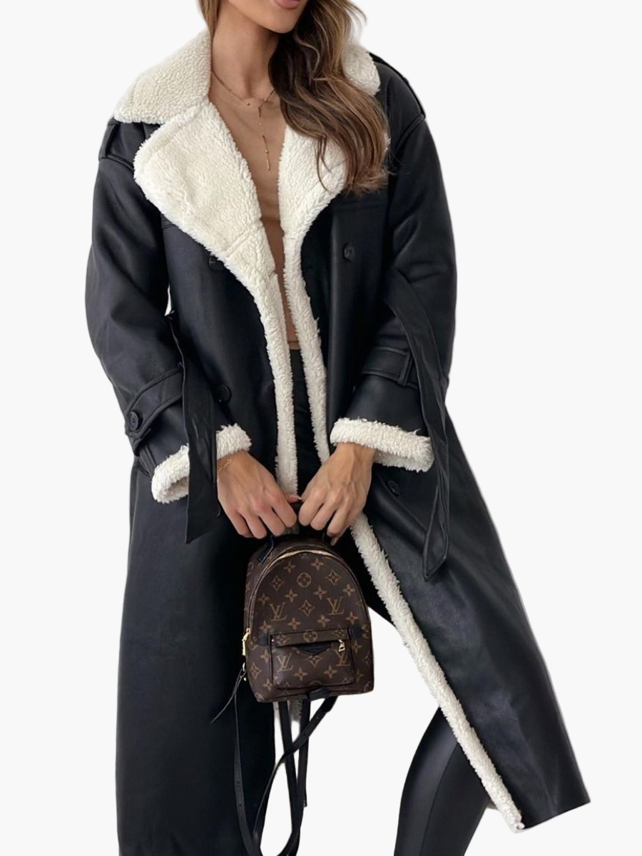 Women's Long Stylish Winter Coat with Warm Collar – Elegant Trend Coat for Autumn and Winter