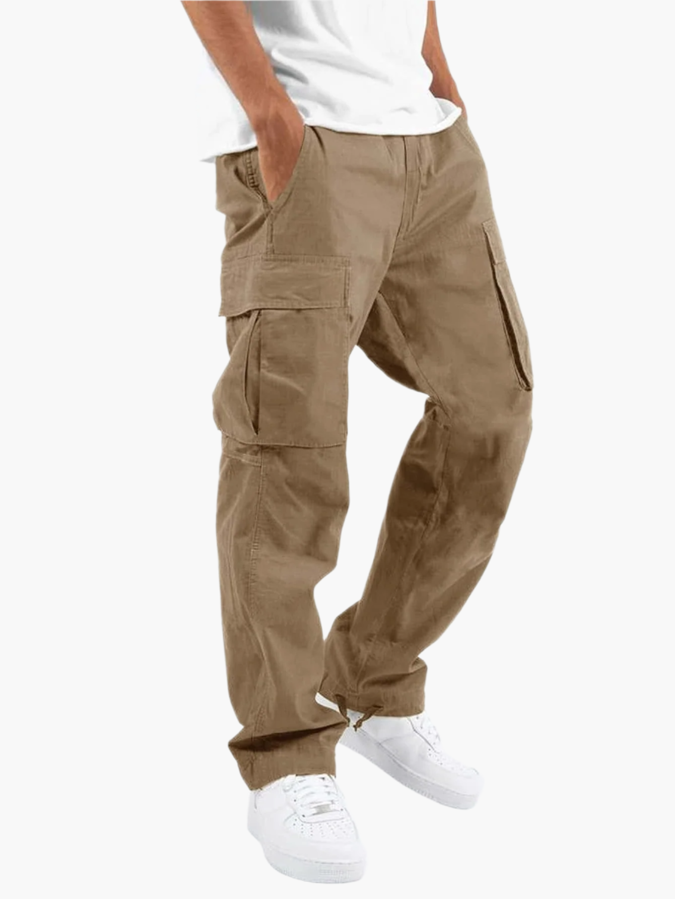 Men's Cargo Pants with Functional Pocket Details and Casual Fit