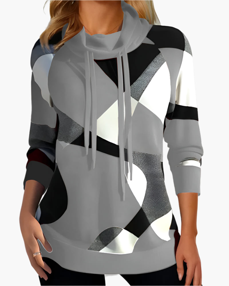 Women's Fashionable Colorblock Sweater with Turtleneck and Raglan Sleeves – Casual Comfort for Every Day