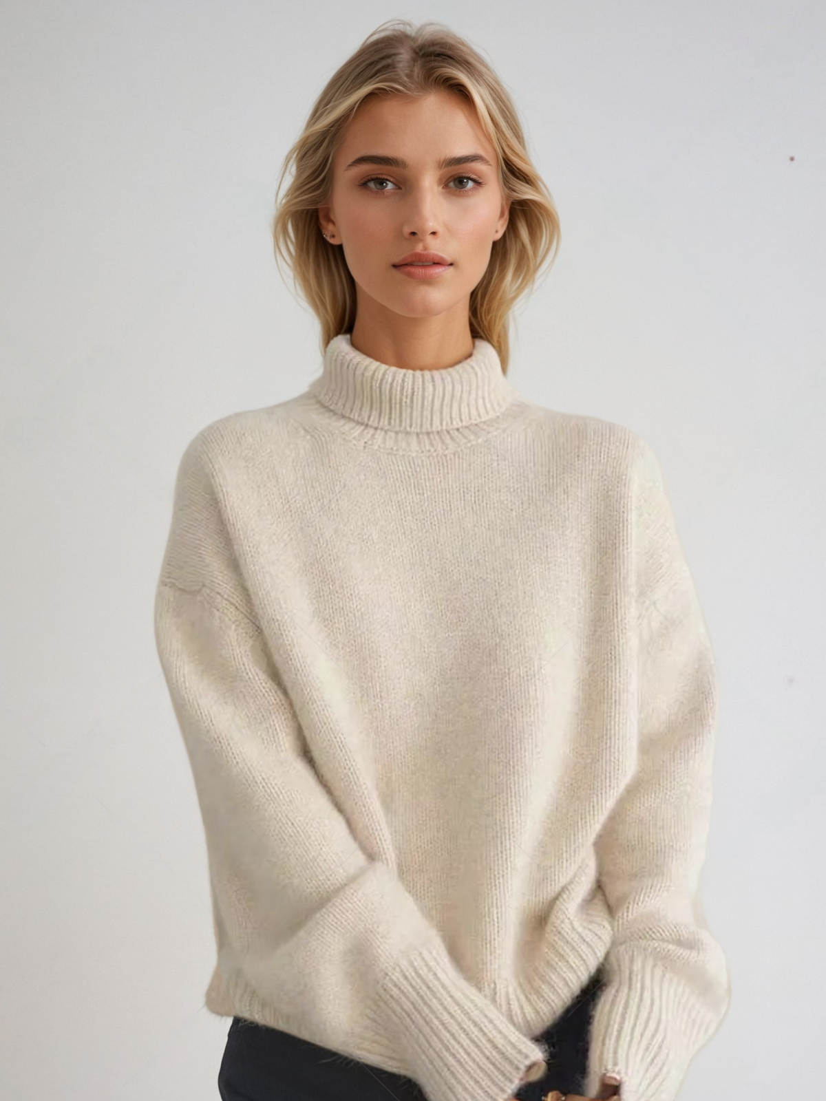 Women's Turtleneck Knitted Sweater – Fashionable Oversized Style for Autumn and Winter