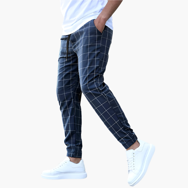 Men's Jogging Pants with Checkered Pattern – Stylish Casual Pants for Daily Use