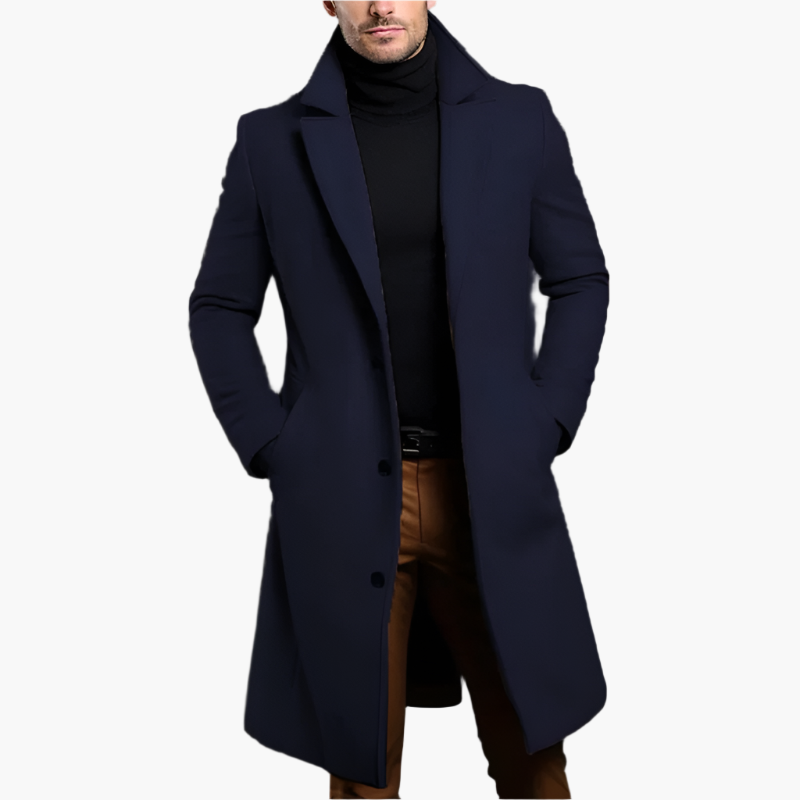 Men's Classic Long Coat – Stylish Overcoat for Business and Casual Use