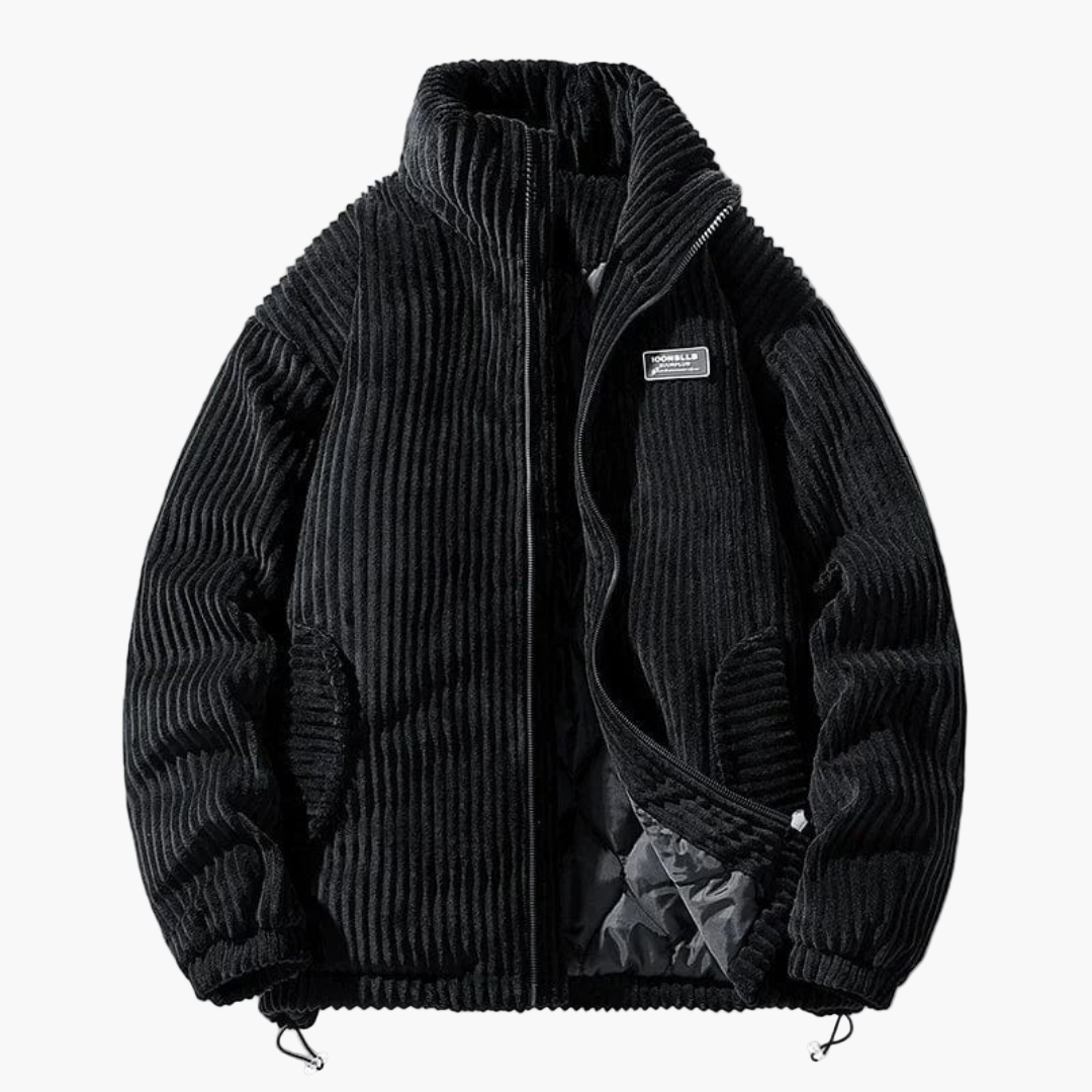 Men's Corduroy Winter Jacket, Casual Ribbed, Comfortable and Warm