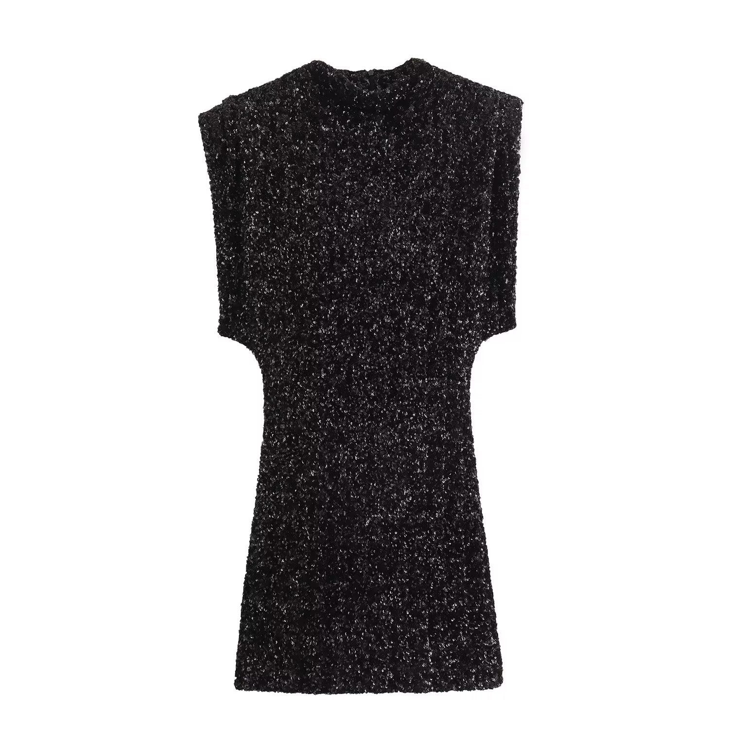 Abigail – Mini Dress with Beads and Shoulder Padding