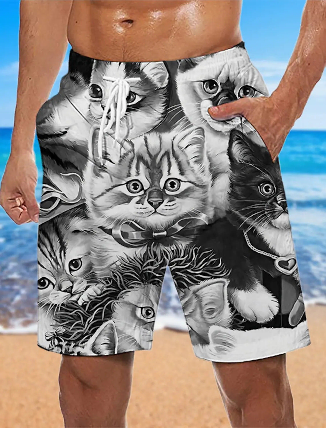Stan – Loose Beach Pants with 3D Print