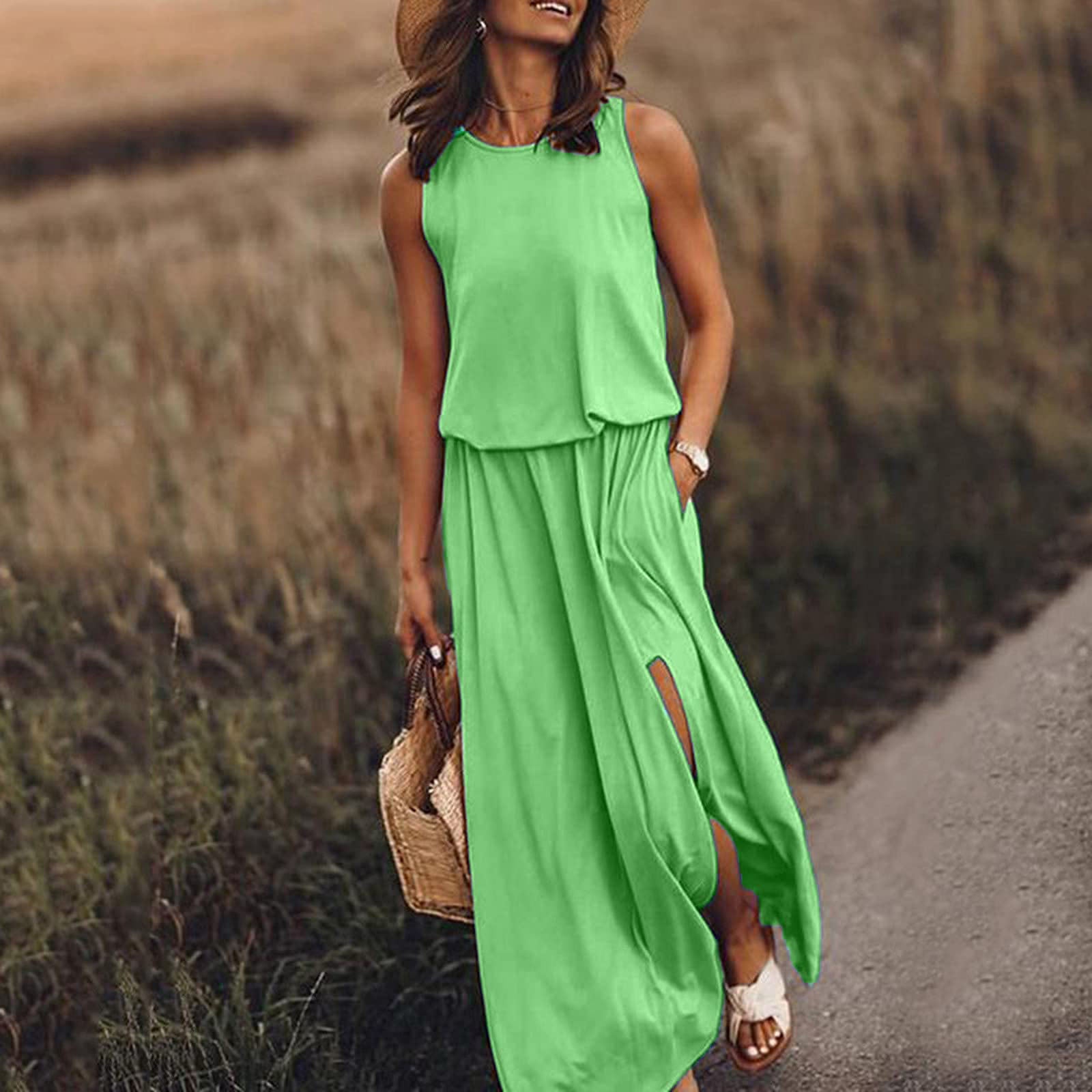 Women's summer dress with slit – maxi dress for beach, party or wedding – elegant boho women's dress in plus sizes