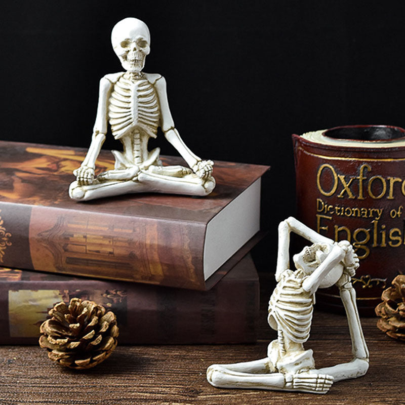 Halloween Decoration Figurines Skeleton Yoga Set – Funny Skull Figurines for Halloween Party, Trick-or-Treat & Spooky Atmosphere