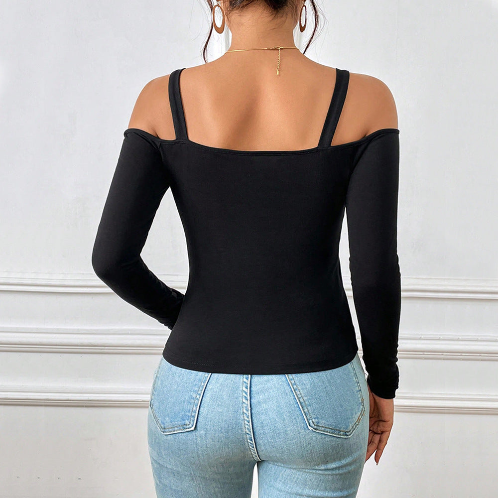 Jean – Stylish Off-Shoulder Top with Metal Hook