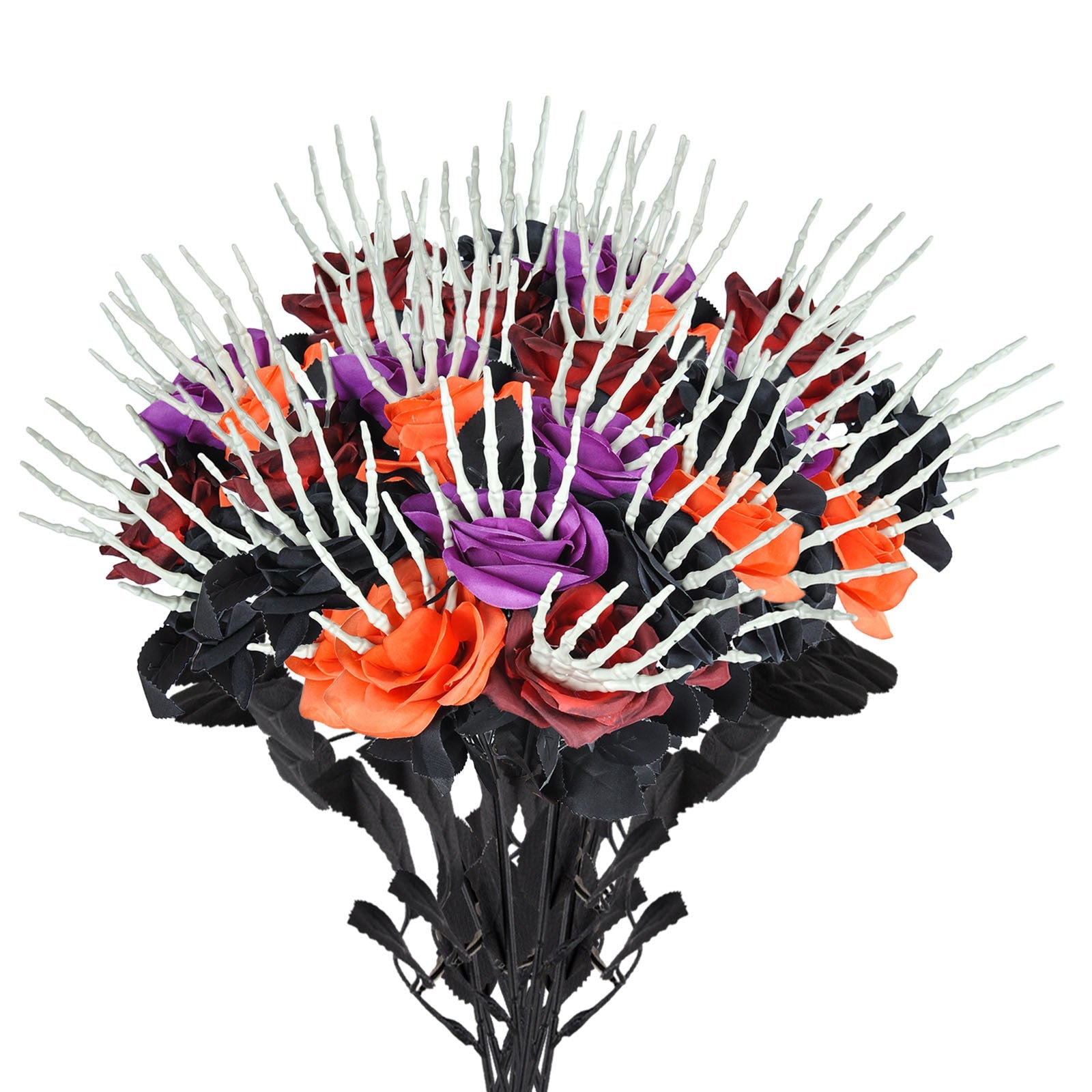 Halloween Jewelry Artificial Flower with Skeleton Hand – Creepy Decoration for Party & Celebration