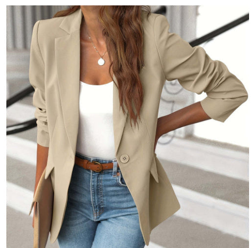 Women's Blazer with One Button Closure – Elegant Business Look for Work or Casual Chic