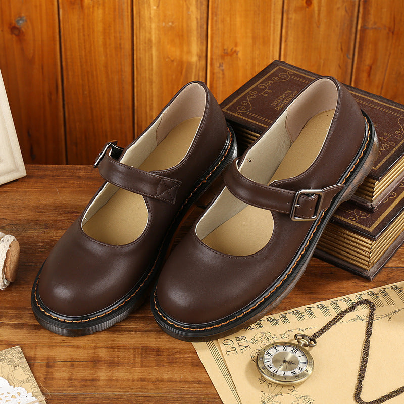 Girls Classic Mary Jane Shoes with Buckle – Comfortable Retro School Style