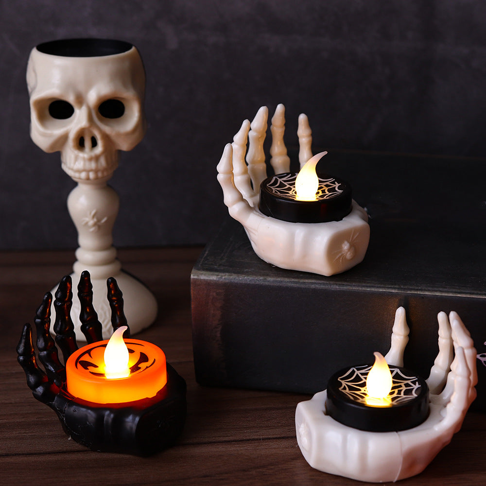 Halloween Ambient Lighting Skeleton Hand Decoration – LED Candle for Party and Spooky Decor